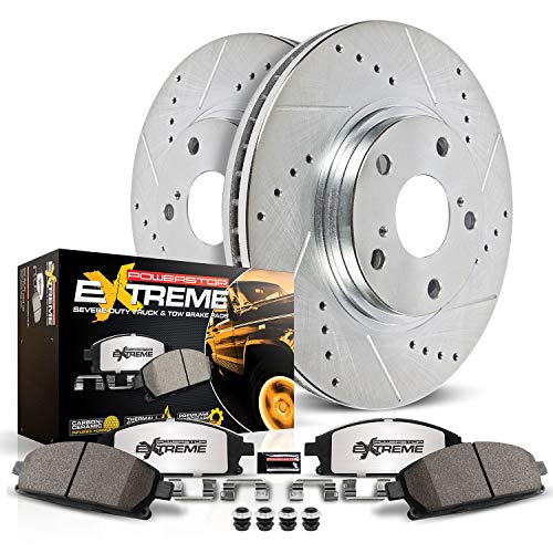 Power Stop K2036-36 Rear Z36 Truck & Tow Brake Kit, Carbon Fiber Ceramic Brake Pads and Drilled/Slotted Brake Rotors