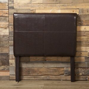 Homepop Home Decor | Upholstered Twin Headboard | Youth Faux Leather Headboard for Twin Bed, Brown