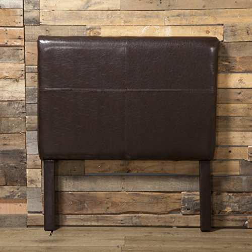 Homepop Home Decor | Upholstered Twin Headboard | Youth Faux Leather Headboard for Twin Bed, Brown