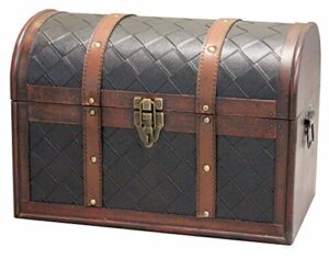 vintiquewise(tm wooden leather treasure chest