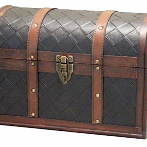 Vintiquewise(TM Wooden Leather Treasure Chest