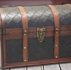 Vintiquewise(TM Wooden Leather Treasure Chest