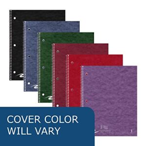 Roaring Spring Stasher One Subject Spiral Notebook, 11" x 9" 100 Sheets, Narrow Ruled , 3 Hole Punched, Cover Pockets, Assorted Cover Colors