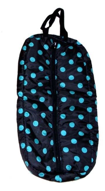 AJ Tack Wholesale Padded Bridle Bag - Black with Turquoise Dots