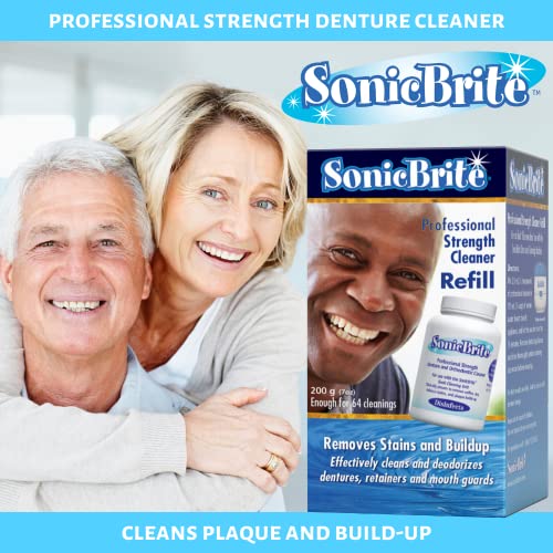 SonicBrite: High Intensity Dental Cleaning Powder — Freshen Your Dentures, Retainers, Night Guards and Aligners — Powerful Formula Removes Stains, & Plaque