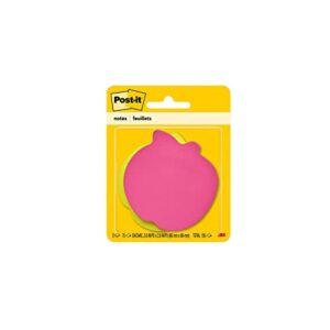 post-it super sticky notes, 3x3 in, 2x the sticking power, apple shape (7350-apl)