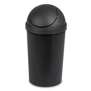 sterilite 10839006 3 gallon/11.4 liter round swingtop wastebasket, black, 6-pack
