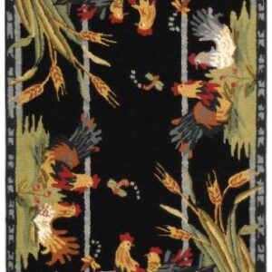 SAFAVIEH Chelsea Collection Accent Rug - 2'9" x 4'9", Black, Hand-Hooked French Country Wool, Ideal for High Traffic Areas in Entryway, Living Room, Bedroom (HK56B)