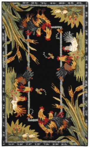 SAFAVIEH Chelsea Collection Accent Rug - 2'9" x 4'9", Black, Hand-Hooked French Country Wool, Ideal for High Traffic Areas in Entryway, Living Room, Bedroom (HK56B)