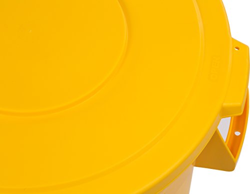 Carlisle FoodService Products 34103304 Bronco Polyethylene Round Lid, 24" Diameter x 2.13" Height, Yellow, for 32 Gallon Trash Containers