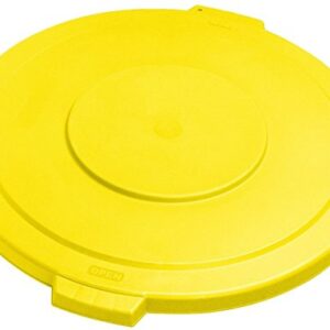 Carlisle FoodService Products 34103304 Bronco Polyethylene Round Lid, 24" Diameter x 2.13" Height, Yellow, for 32 Gallon Trash Containers