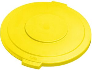 carlisle foodservice products 34103304 bronco polyethylene round lid, 24" diameter x 2.13" height, yellow, for 32 gallon trash containers