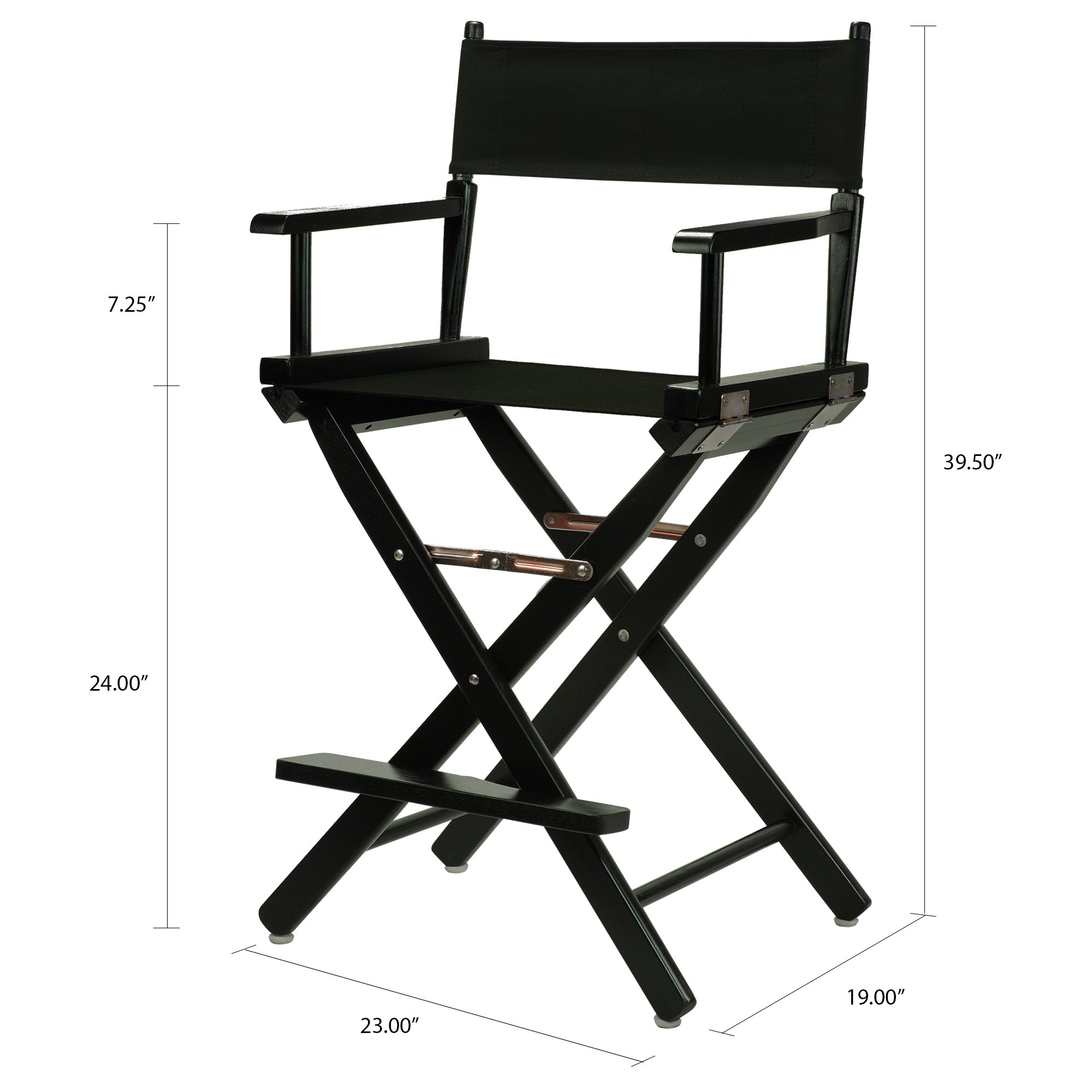 Casual Home 24" Director's Chair Black Frame-with Black Canvas, Counter Height