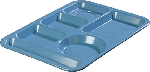 Carlisle FoodService Products Left-Hand Heavyweight 6-Compartment Melamine Tray 10" x 14" - Sandshade