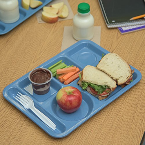 Carlisle FoodService Products Left-Hand Heavyweight 6-Compartment Melamine Tray 10" x 14" - Sandshade
