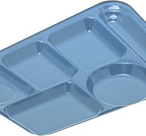 Carlisle FoodService Products Left-Hand Heavyweight 6-Compartment Melamine Tray 10" x 14" - Sandshade