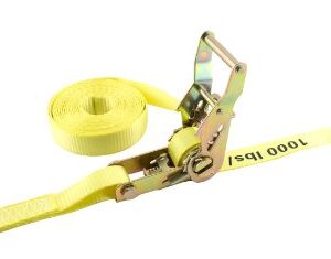 Erickson 01326 Yellow 1" x 25' Medium Duty Ratcheting Tie-Down Strap, 3000 lb Load Capacity