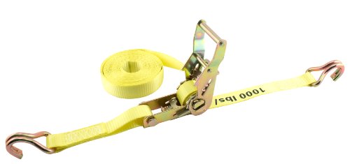 Erickson 01326 Yellow 1" x 25' Medium Duty Ratcheting Tie-Down Strap, 3000 lb Load Capacity