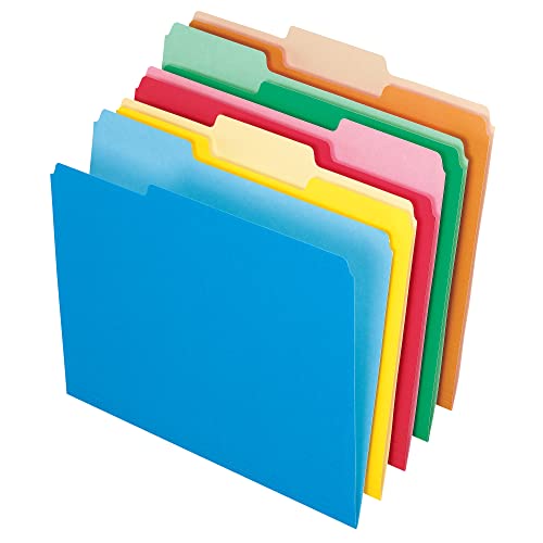 Office Depot File Folders, Letter, 1/3 Cut, Assorted Colors, Box of 100, 97666