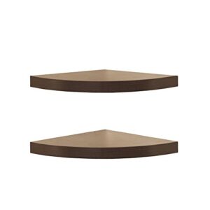 danya b. small floating wall mount laminate corner radial accent shelves (set of 2) (walnut)