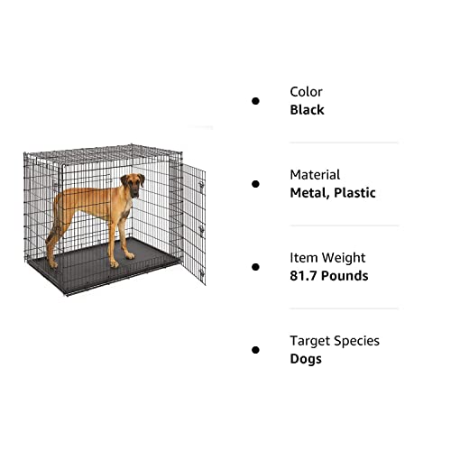 Midwest Homes for Pets SL54DD Ginormus Double Door Dog Crate for XXL for the Largest Dogs Breeds, Great Dane, Mastiff, St. Bernard, Black