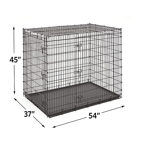 Midwest Homes for Pets SL54DD Ginormus Double Door Dog Crate for XXL for the Largest Dogs Breeds, Great Dane, Mastiff, St. Bernard, Black