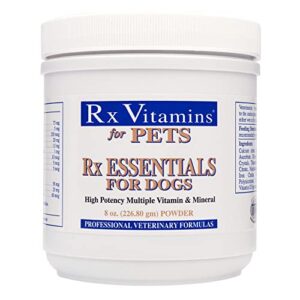 rx vitamins essentials for dogs - vitamin & mineral multivitamin - supports immune system digestive health & bone health - powder 8 oz/226.80g