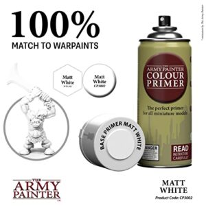 The Army Painter Color Primer Spray Paint, Matt White, 400ml, 13.5oz - Acrylic Spray Undercoat for Miniature Painting- Spray Primer for Plastic Miniatures