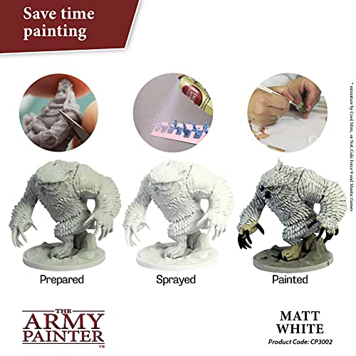 The Army Painter Color Primer Spray Paint, Matt White, 400ml, 13.5oz - Acrylic Spray Undercoat for Miniature Painting- Spray Primer for Plastic Miniatures