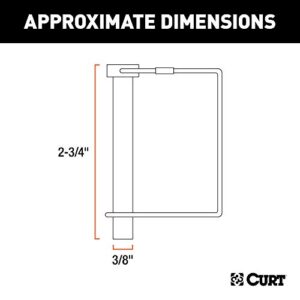 CURT 28279 Trailer Coupler Pin, 3/8-Inch Diameter x 2-3/4-Inch Long, Clear ZINC
