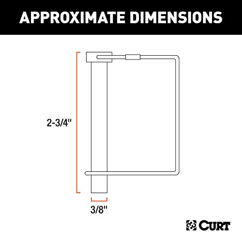 CURT 28279 Trailer Coupler Pin, 3/8-Inch Diameter x 2-3/4-Inch Long, Clear ZINC