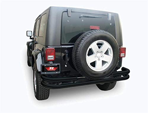 Rampage Double Tube Rear Bumper | Steel, Textured Black | 88648 | Fits 2007 - 2018 Jeep Wrangler JK