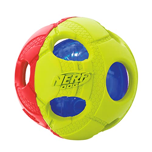 Nerf Dog 2.5in LED Bash Ball, Red/Green Dog Toy