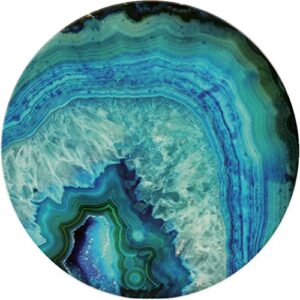 coasterstone faux ceramic 7 inch trivet pans and dishes, agate print stone hot mat, blue green