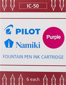 pilot namiki ic50 fountain pen ink cartridges, purple, 6-pack (69004)
