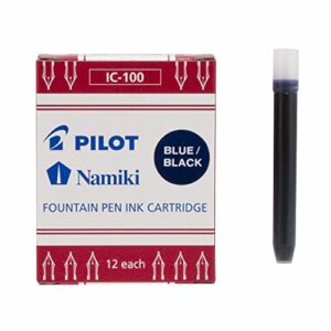 pilot namiki ic100 fountain pen ink cartridges, blue/black, 12-pack (69102)