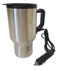 hot headz heated stainless steel auto travel mug holder, silver, one size
