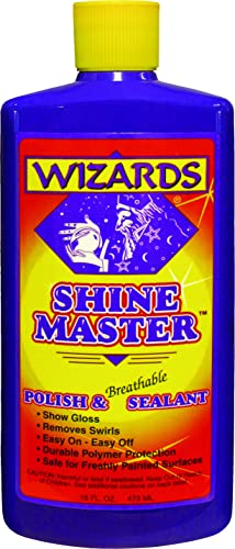 Wizards Shine Master Polish and Sealant - Cleans, Polishes and Seals Paint in One - Non-Carnauba Wax-Based Boat Water Spot Remover - Wax Replacement For Boat and Car Detailing Supplies - 12 oz