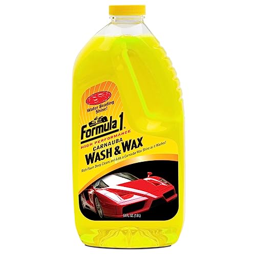 Formula 1 Carnauba Car Wash and Wax, Car Cleaning Wax for Car Detailing w/Carnauba Wax to Protect & Shine – Long Lasting Car Exterior Cleaner to Remove Dirt & Grime – Car Detailing Supplies (64 oz)