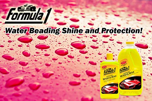 Formula 1 Carnauba Car Wash and Wax, Car Cleaning Wax for Car Detailing w/Carnauba Wax to Protect & Shine – Long Lasting Car Exterior Cleaner to Remove Dirt & Grime – Car Detailing Supplies (64 oz)