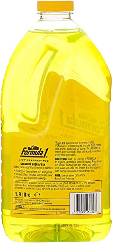 Formula 1 Carnauba Car Wash and Wax, Car Cleaning Wax for Car Detailing w/Carnauba Wax to Protect & Shine – Long Lasting Car Exterior Cleaner to Remove Dirt & Grime – Car Detailing Supplies (64 oz)
