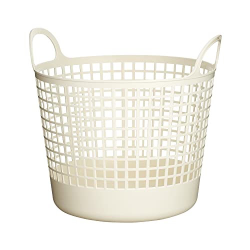 Like-It SCB -1 Laundry Storage, Round Basket with Handle, Laundry Basket, Approx. Width 16.1 inches (41 cm), Depth 14.6 inches (37 cm), Height 14.8 inches (37.5 cm), White, Made in Japan