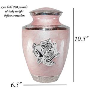 Custom Adult Pink Rose Cremation Urn, Large Rose Flower Funeral Urn, Ash urn with Velvet Bag and Personalization