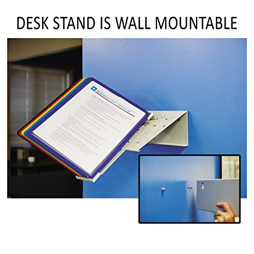 DURABLE Metal Base; Polypropylene Panel Desktop Reference System, 10 Double-Sided Panels, Letter-Size, Assorted Colors, VARIO Design (536000)