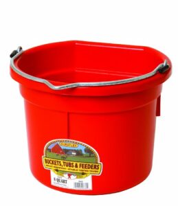 miller manufacturing p8fbred flat back bucket for dogs and horses, 8-quart, red