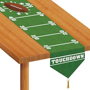 beistle printed game day table runner, 11"x6', green, white