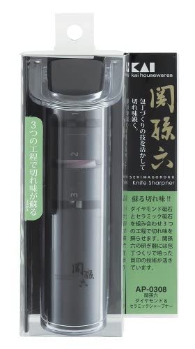 kai Seki Magoroku Diamond and Ceramic Sharpener (AP-0308), Black/White, 141 * 51 * 55 mm (Length X WidthX Height)