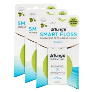 drtung's smart floss - natural floss, ptfe & pfas free floss, gentle on gums, expands & stretches, bpa free floss - natural dental floss cardamom flavor (pack of 3)