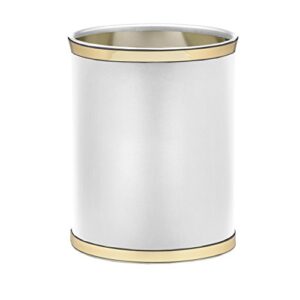 kraftware 50274 sophisticates w/polished 14" oval waste basket wastebasket, white with brass