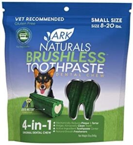 ark naturals brushless toothpaste, dog dental chews for small breeds, freshens breath, helps reduce plaque & tartar, 12oz, 1 pack